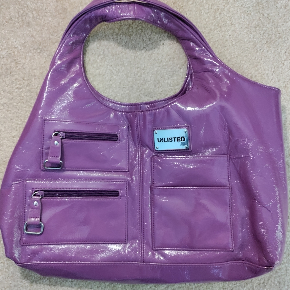 Unlisted Purple Patent leather Power Bag with purple sparkleicious accents